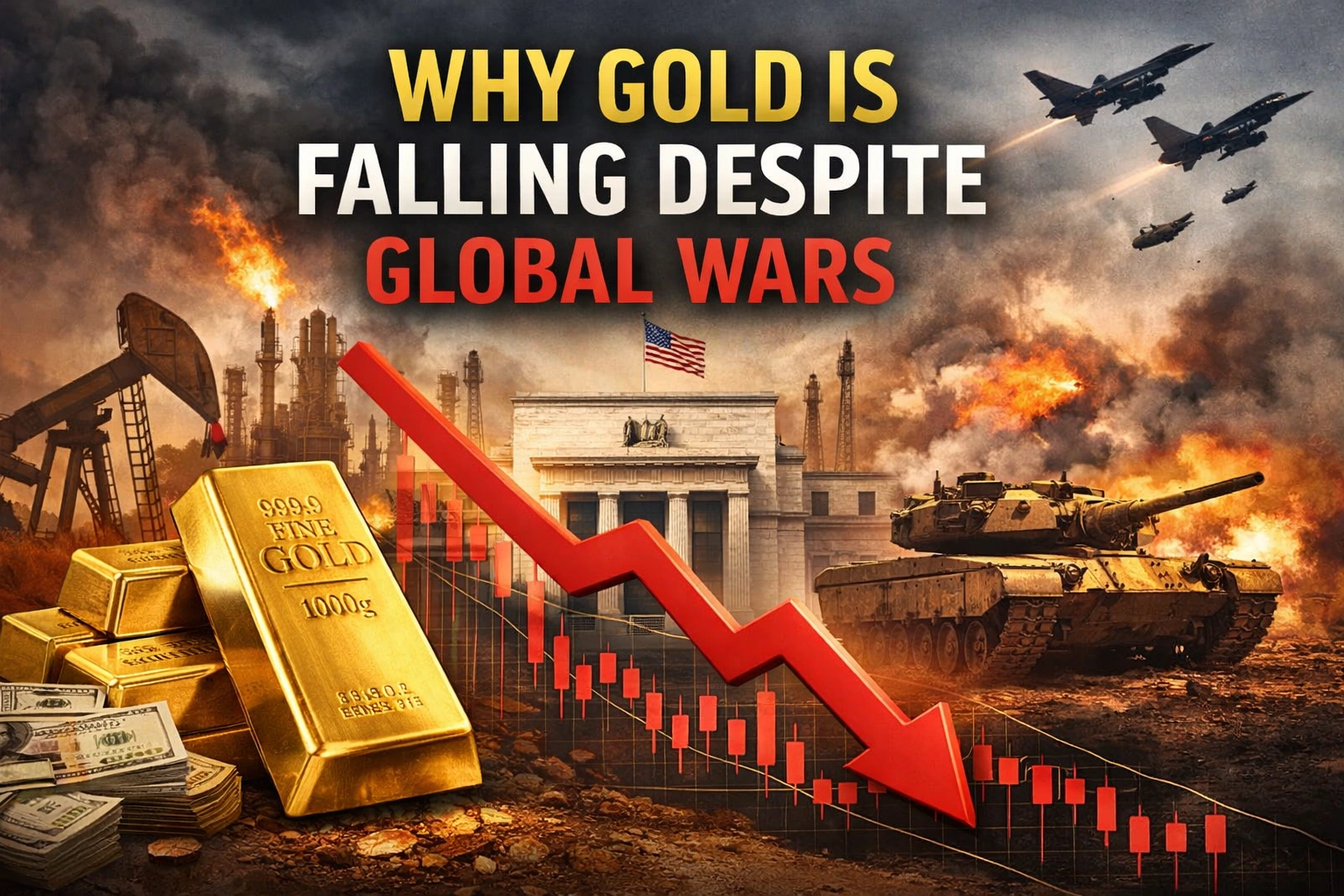 Why are gold prices falling despite geopolitical tension?