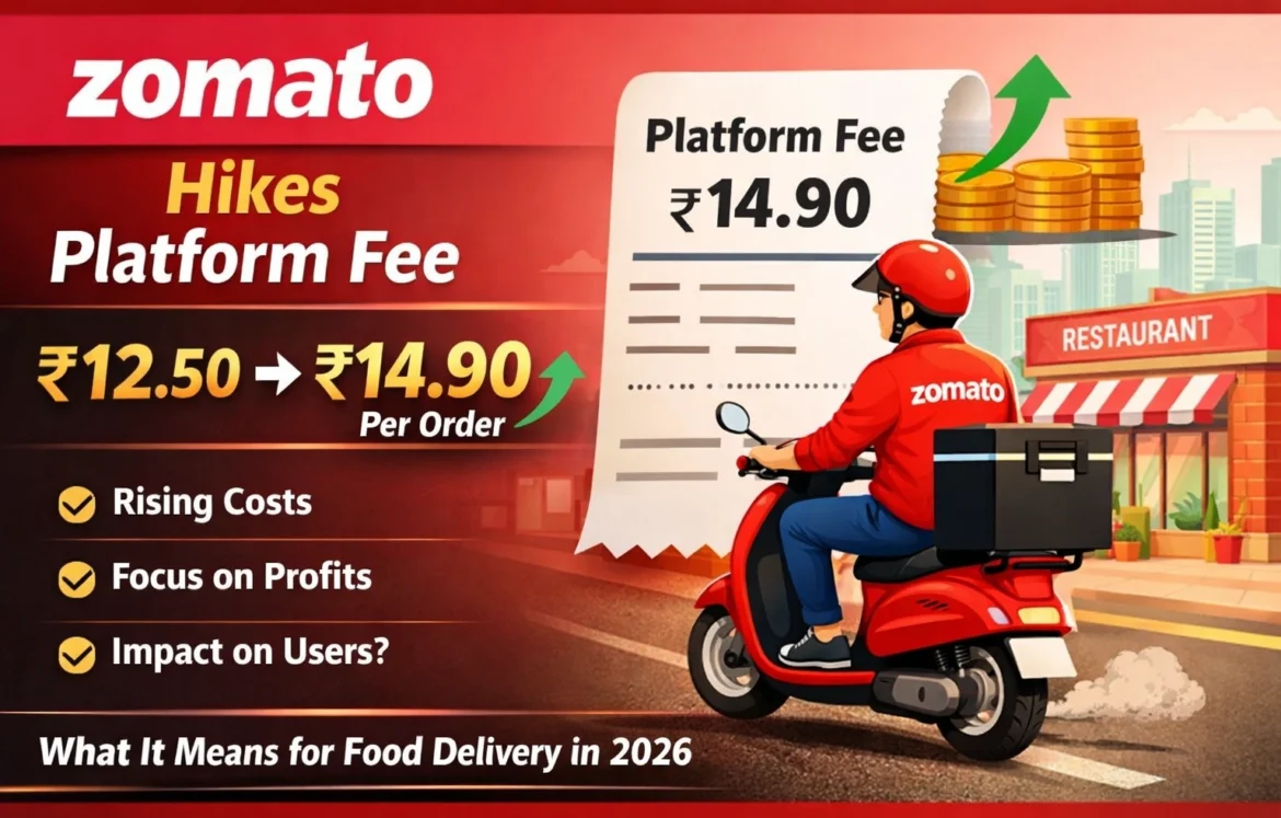 Zomato raises platform fee to ₹14.90 per order in 2026.